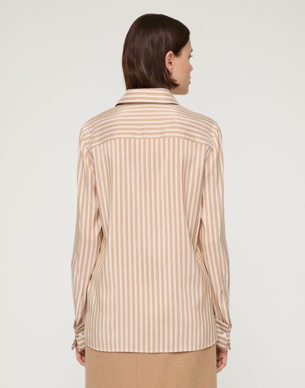 Lafayette148 Striped Silk French Cuff Blouse