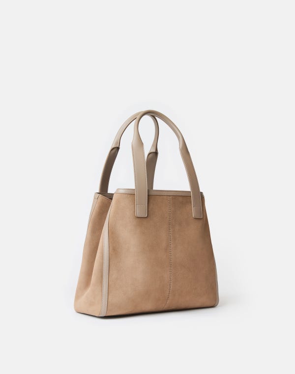 Lafayette148 Suede & Leather L Tote—Small