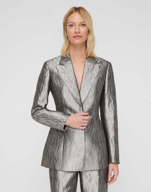 Lafayette148 Tassel Jacquard Fitted Blazer