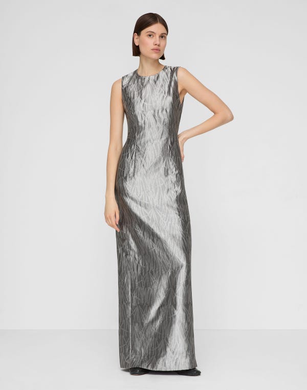 Lafayette148 Tassel Jacquard Sheath Gown