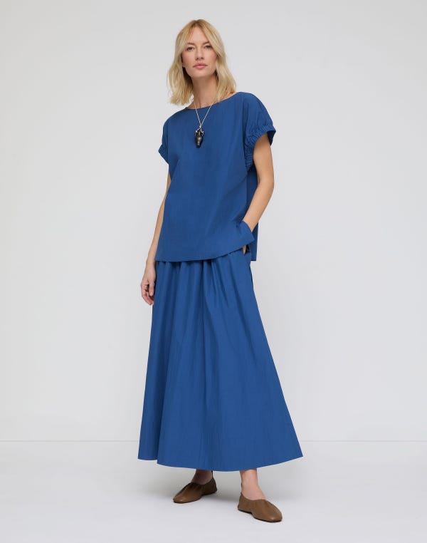 Lafayette148 Travel Cotton Gathered Cuff Shirt