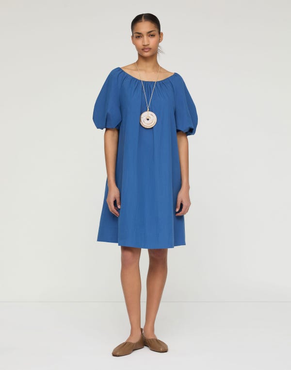Lafayette148 Travel Cotton Gathered Neckline Dress