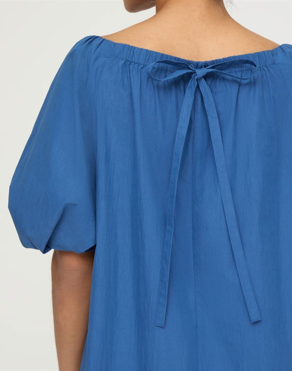 Lafayette148 Travel Cotton Gathered Neckline Dress