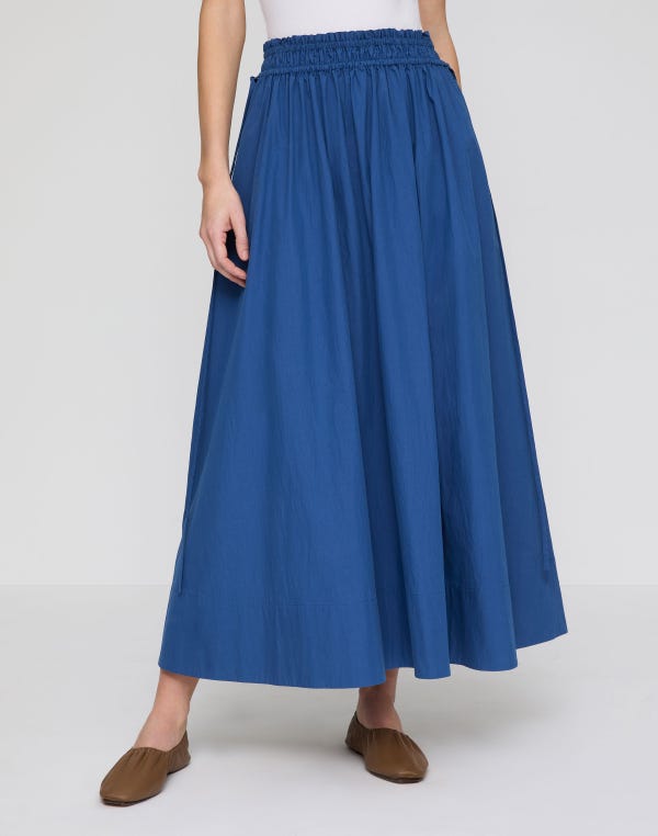 Lafayette148 Travel Cotton Gathered Waist Skirt