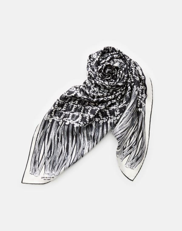 Lafayette148 Trompe L'Oeil Print Silk Twill Scarf