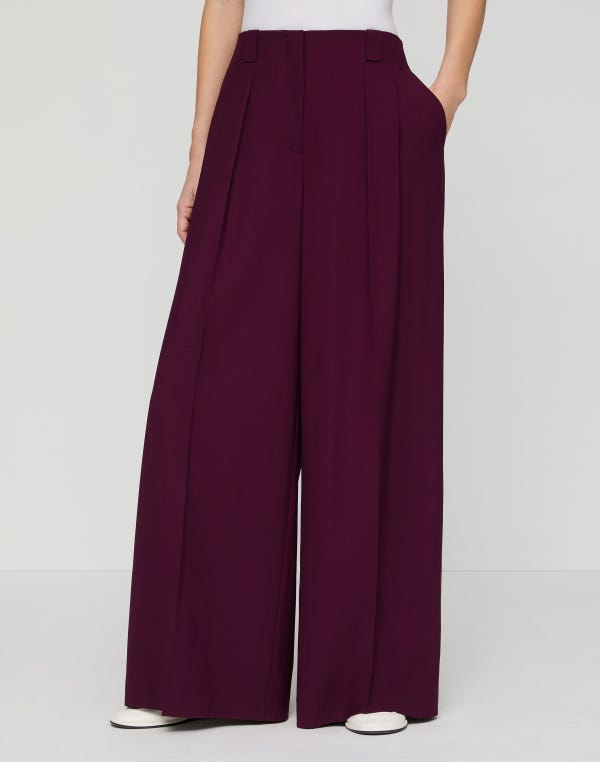 Lafayette148 Tropical Wool Wyatt Wide Leg Pant