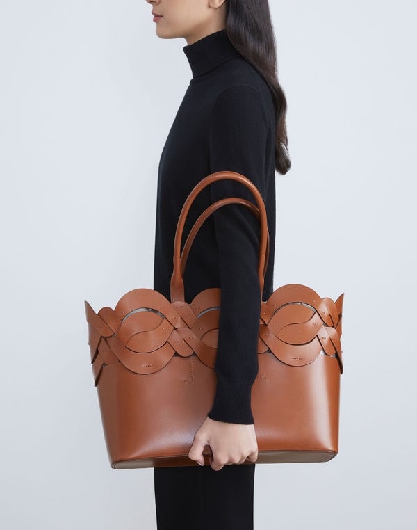 Lafayette148 Vachetta Leather 8 Knot Tote—Large