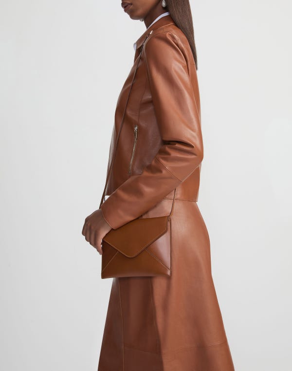 Lafayette148 Vachetta Leather Envelope Clutch