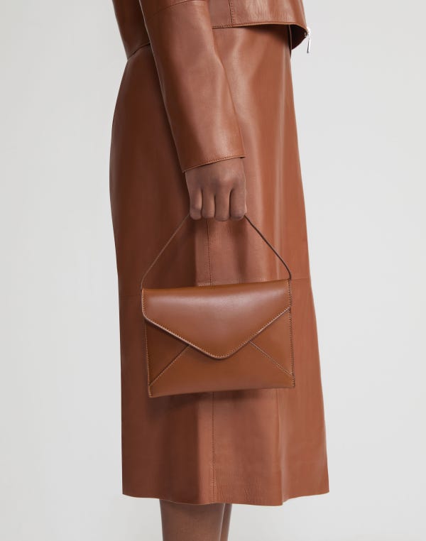 Lafayette148 Vachetta Leather Envelope Clutch