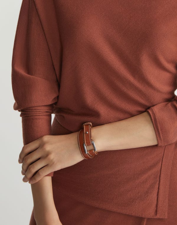 Lafayette148 Vachetta Leather Wrap Bracelet