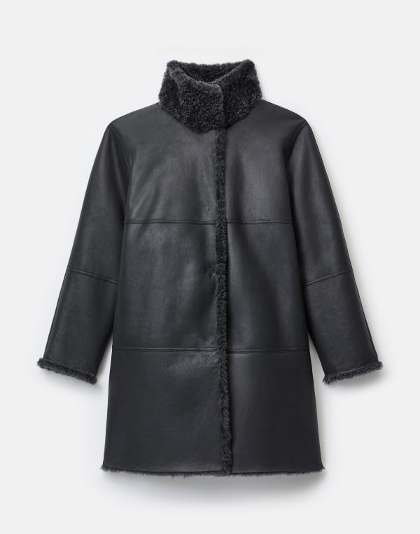 Lafayette148 Wavy Shearling Reversible Coat