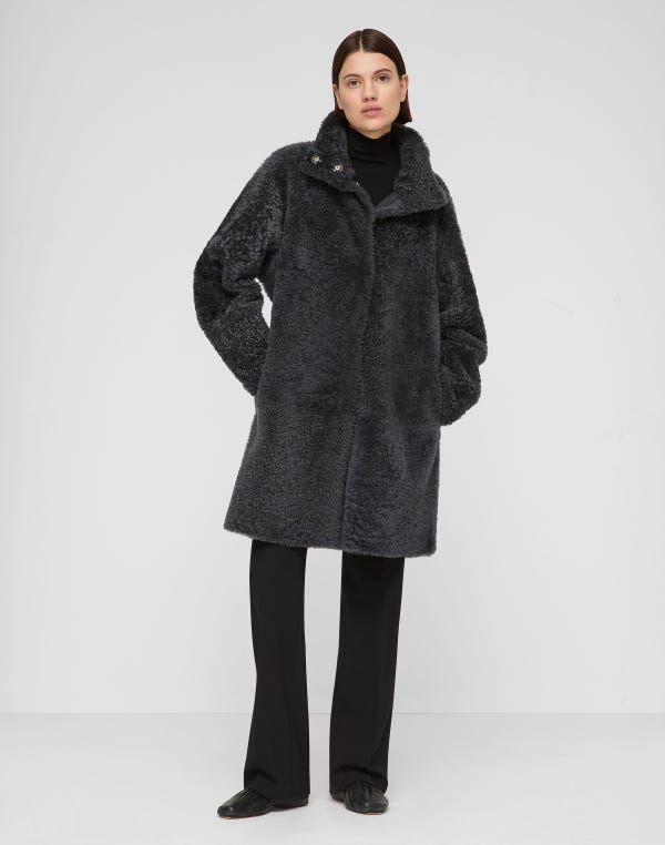 Lafayette148 Wavy Shearling Reversible Coat
