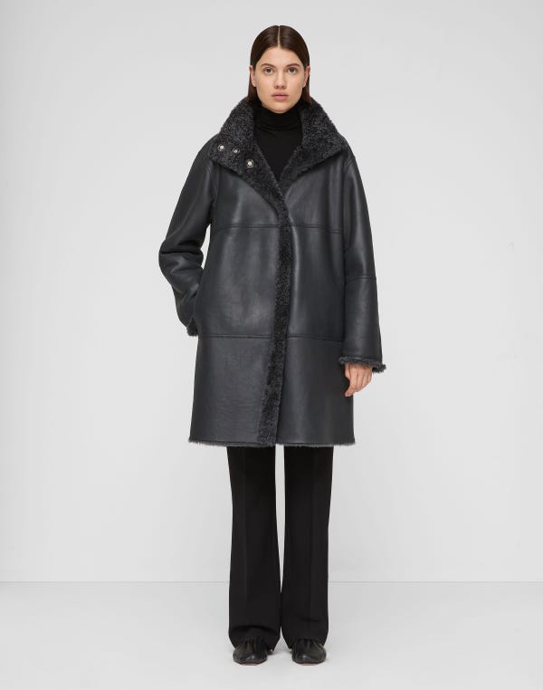 Lafayette148 Wavy Shearling Reversible Coat