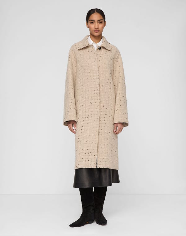Lafayette148 Wool Bouclé Speckled Tweed Coat