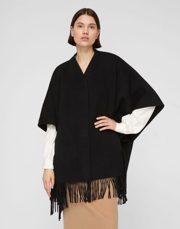 Lafayette148 Wool-Cashmere Fringed Cape