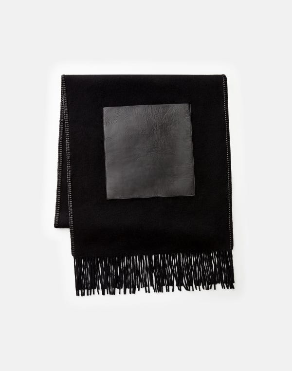 lafayette148 Wool-Cashmere & Leather Pocket Shawl