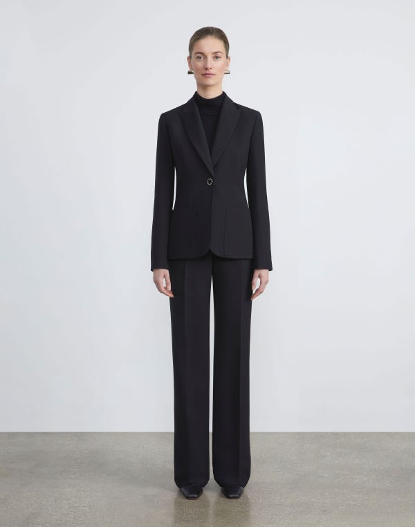 Lafayette148 Wool-Silk Crepe Gates Pant