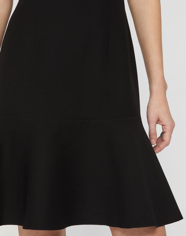 Lafayette148 Wool-Silk Crepe Short Sleeve Dress