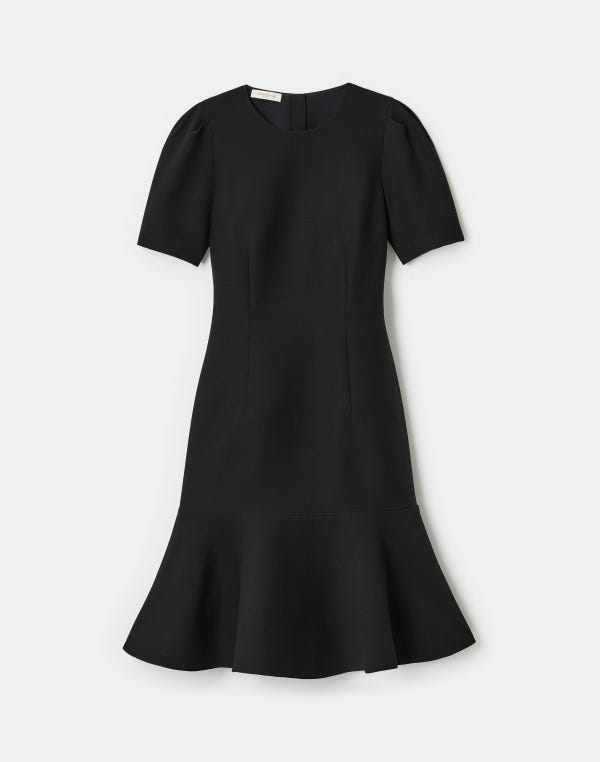lafayette148 Wool-Silk Crepe Short Sleeve Dress