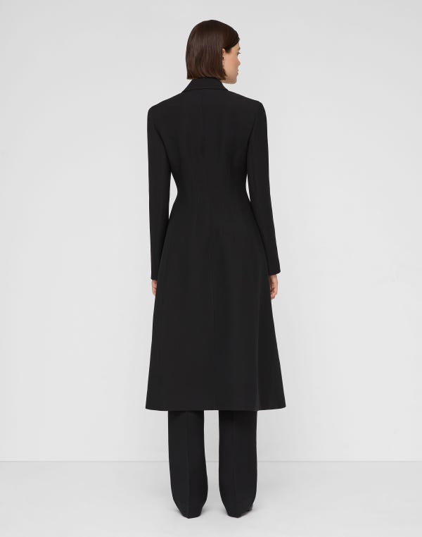 Lafayette148 Wool-Silk Crepe Tuxedo Coat