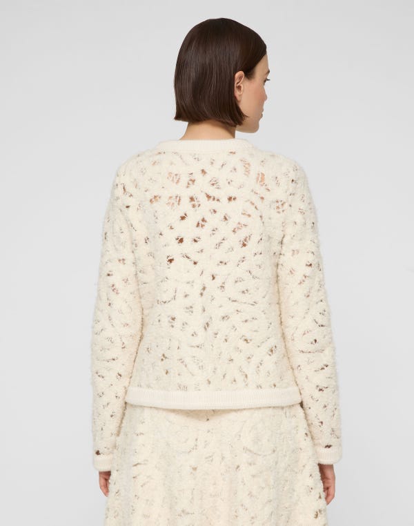 Lafayette148 Lofty Alpaca Bouclé Embroidered Cardigan