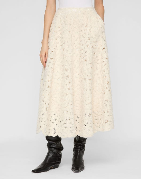 Lafayette148 Lofty Alpaca Bouclé Embroidered Knit Skirt