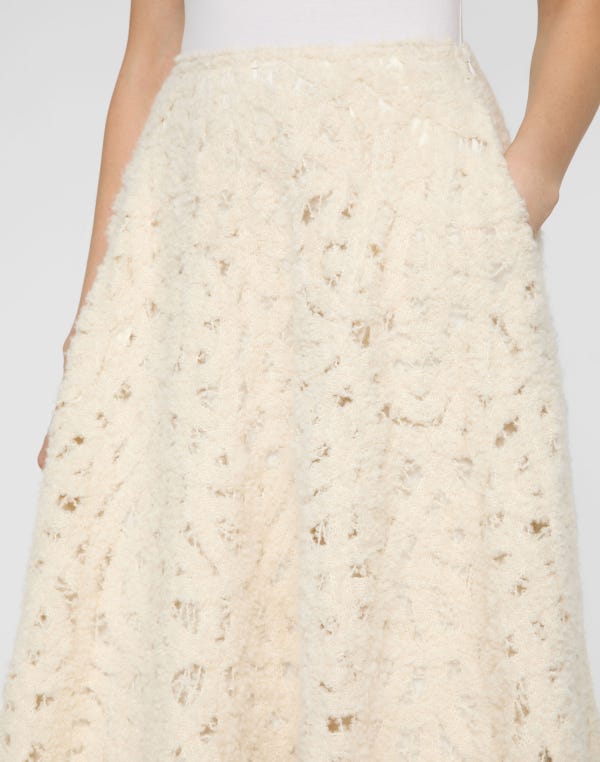 Lafayette148 Lofty Alpaca Bouclé Embroidered Knit Skirt