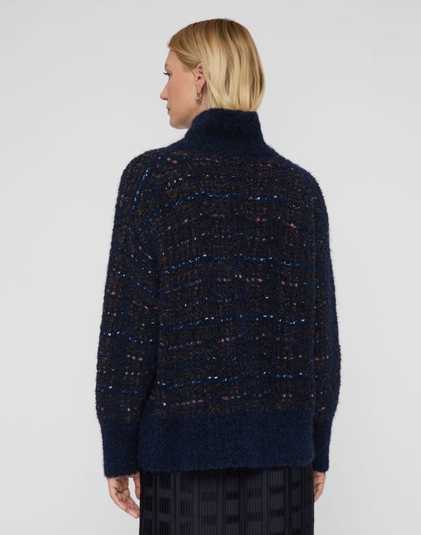 Lafayette148 Lofty Alpaca-Linen Bouclé Turtleneck Sweater