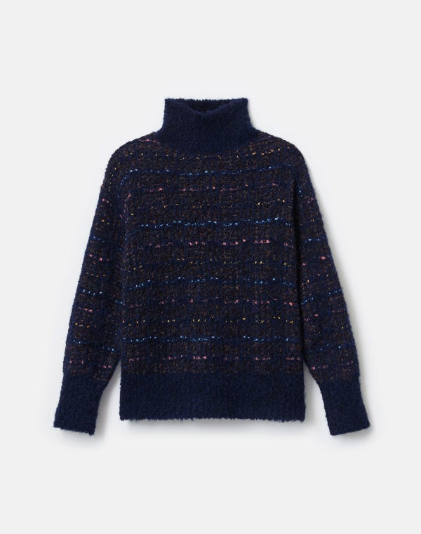 lafayette148 Lofty Alpaca-Linen Bouclé Turtleneck Sweater
