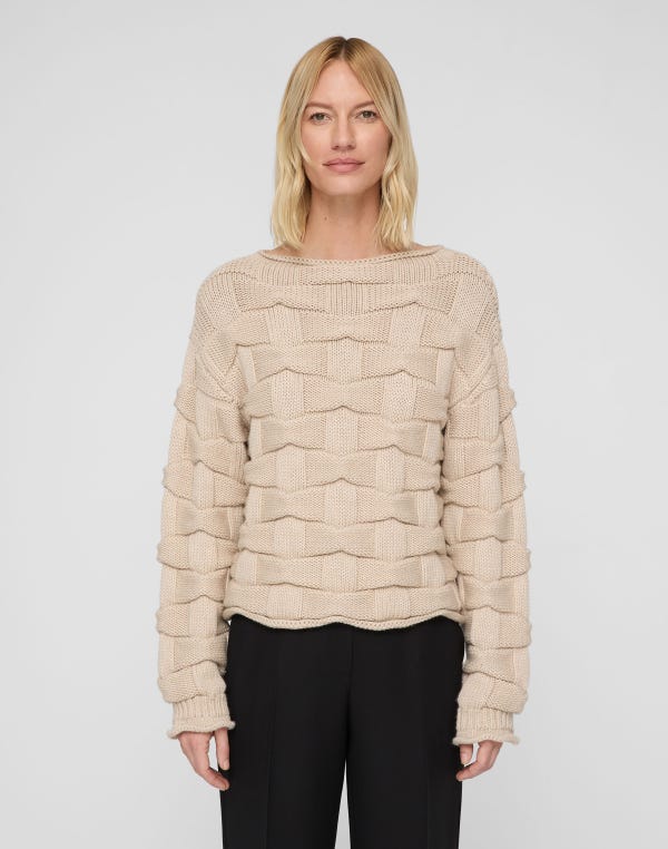 Lafayette148 Lofty Merino Wool Basket Stitch Sweater