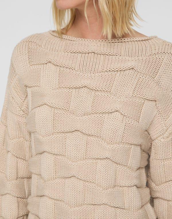 Lafayette148 Lofty Merino Wool Basket Stitch Sweater