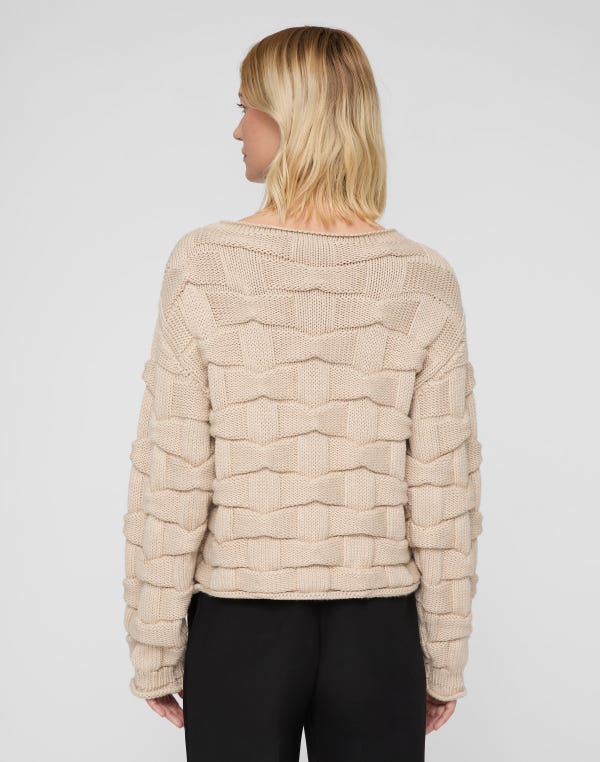 Lafayette148 Lofty Merino Wool Basket Stitch Sweater