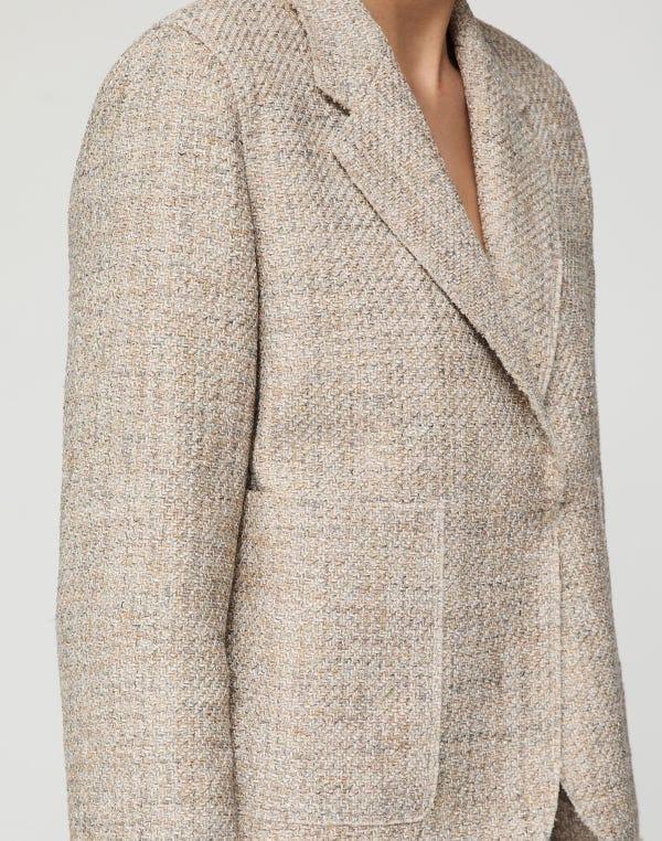 Lafayette148 Marled Cotton Twill Cropped Boyfriend Blazer