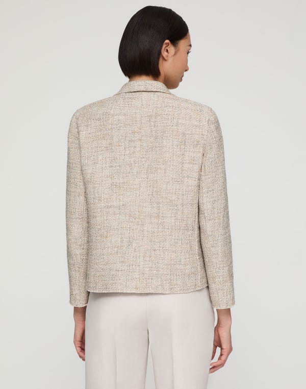 Lafayette148 Marled Cotton Twill Cropped Boyfriend Blazer