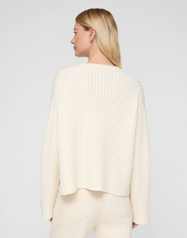 Lafayette148 Merino Wool-Cashmere Button Sleeve Sweater