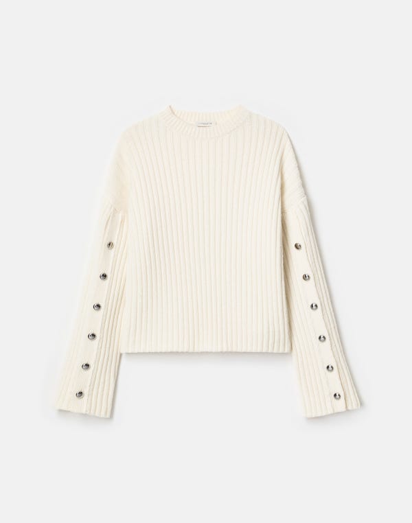 lafayette148 Merino Wool-Cashmere Button Sleeve Sweater