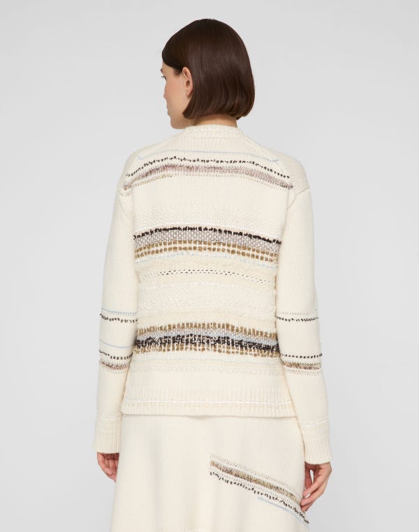 Lafayette148 Merino Wool-Cashmere Knit & Handwoven Cardigan