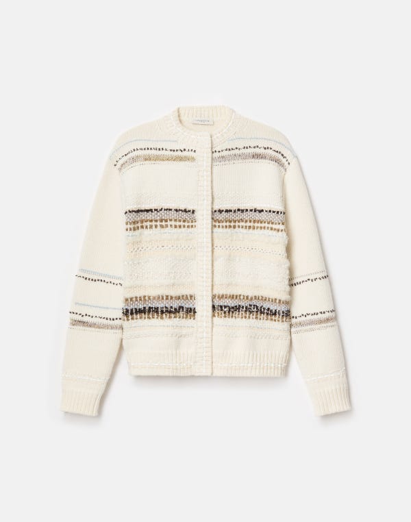 lafayette148 Merino Wool-Cashmere Knit & Handwoven Cardigan