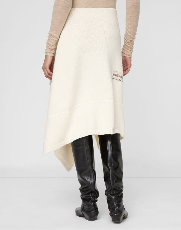 Lafayette148 Merino Wool-Cashmere Knit & Handwoven Fringe Skirt