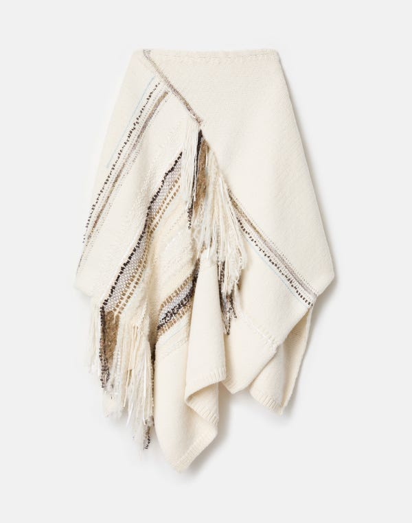 lafayette148 Merino Wool-Cashmere Knit & Handwoven Fringe Skirt