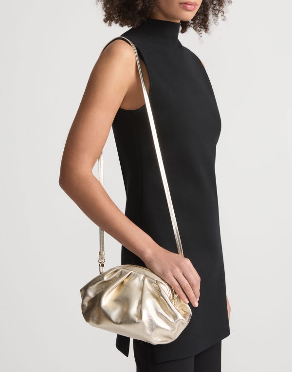Lafayette148 Metallic Lambskin Leather Pochette Clutch