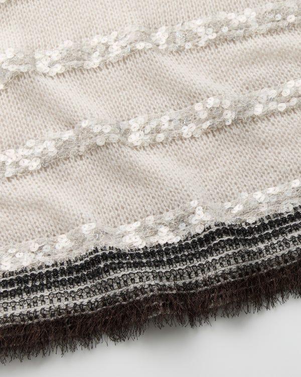 Lafayette148 Metallic Striped Cashmere Bateau Sweater