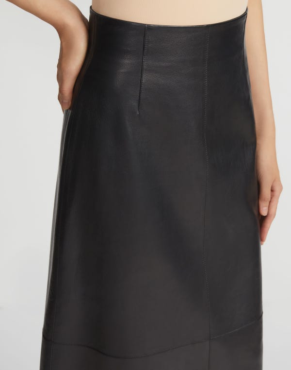 Lafayette148 Nappa Lambskin Leather High-Waisted Skirt