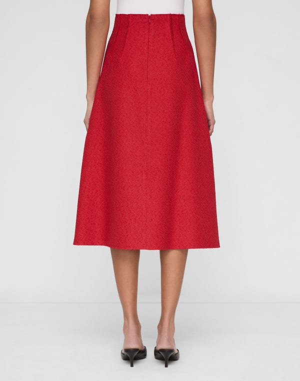 Lafayette148 Organic Cotton Dobby A-Line Midi Skirt