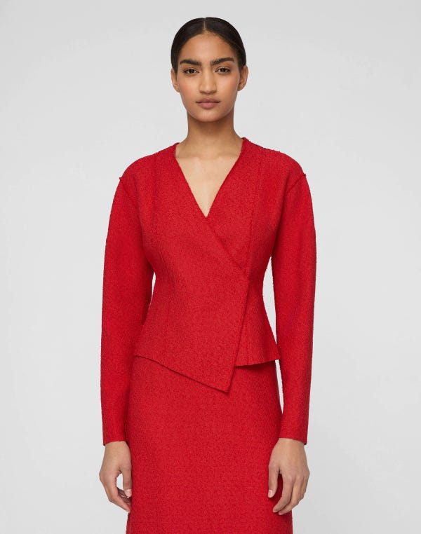 Lafayette148 Organic Cotton Dobby Asymmetric Fitted Jacket