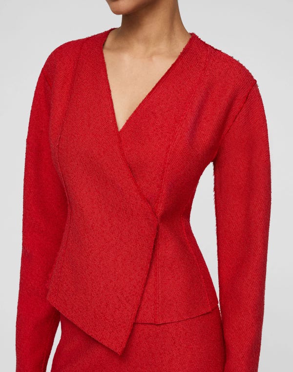 Lafayette148 Organic Cotton Dobby Asymmetric Fitted Jacket