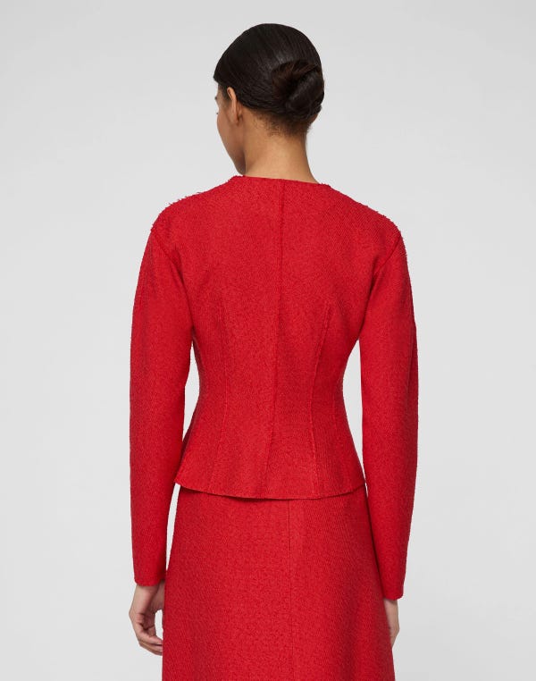 Lafayette148 Organic Cotton Dobby Asymmetric Fitted Jacket