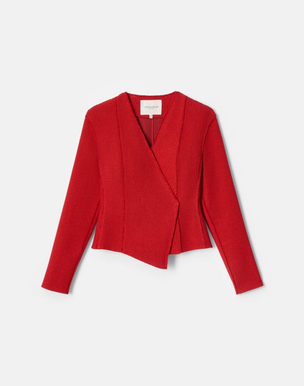 lafayette148 Organic Cotton Dobby Asymmetric Fitted Jacket