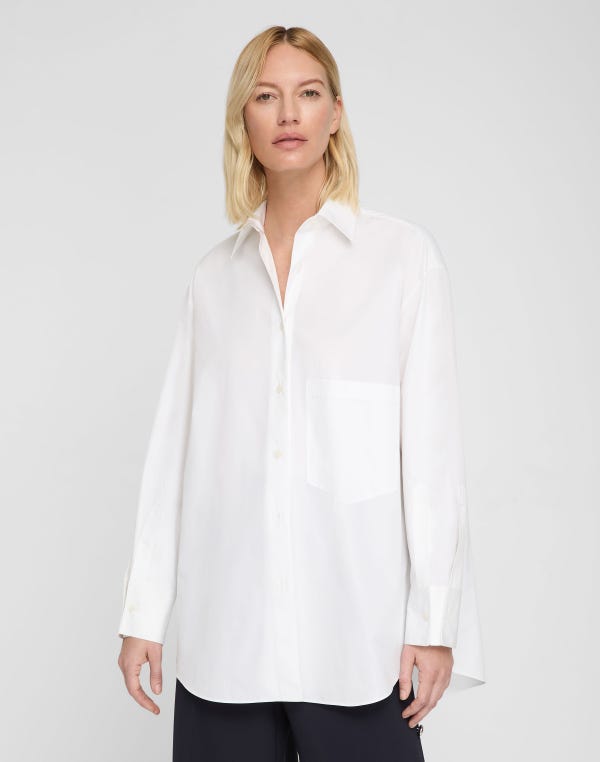 Lafayette148 Organic Cotton Poplin Collared Oversized Shirt