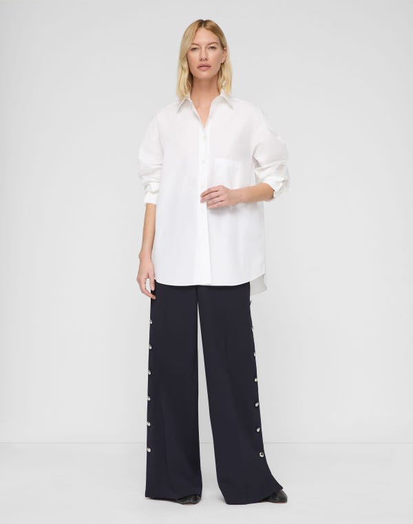 Lafayette148 Organic Cotton Poplin Collared Oversized Shirt